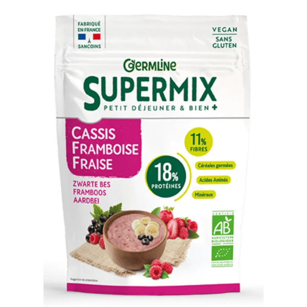 Supermix pentru mic dejun cu coacaze negre, zmeura si capsuni bio 350g Germline