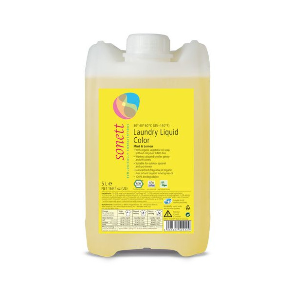 Detergent lichid pentru rufe colorate cu menta si lamaie ecologic 5l Sonett