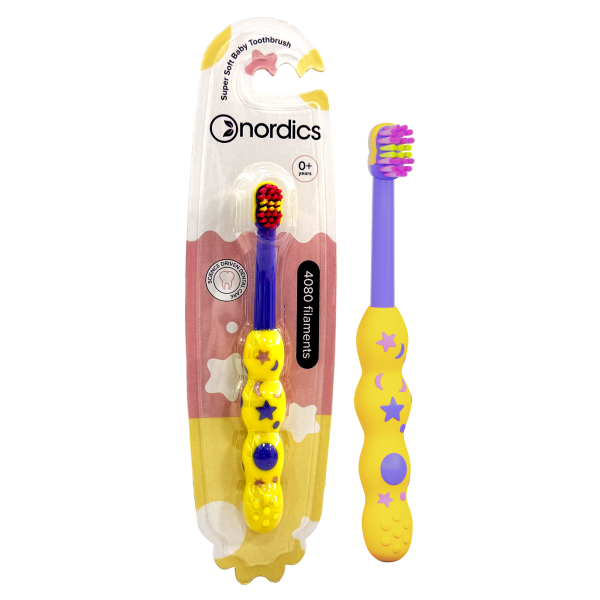Periuta de dinti pentru copii super moale 0-2 ani - galbena Nordics