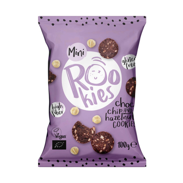 Rookies mini cu ciocolata si alune bio 100g Rookies