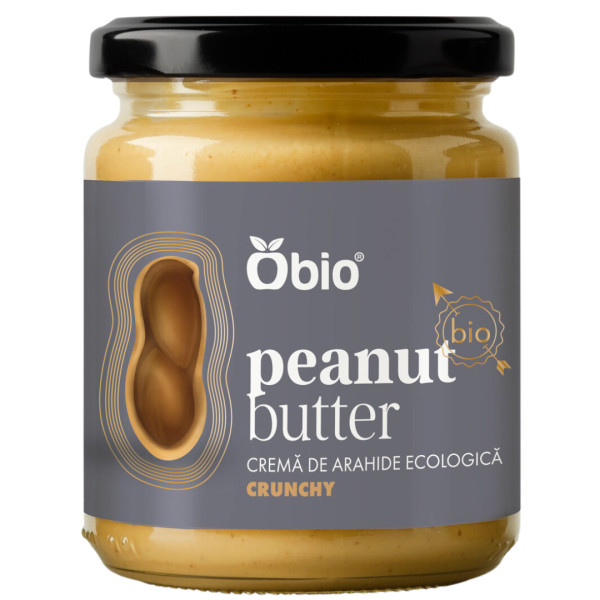 Crema de arahide crunchy bio 250g Obio