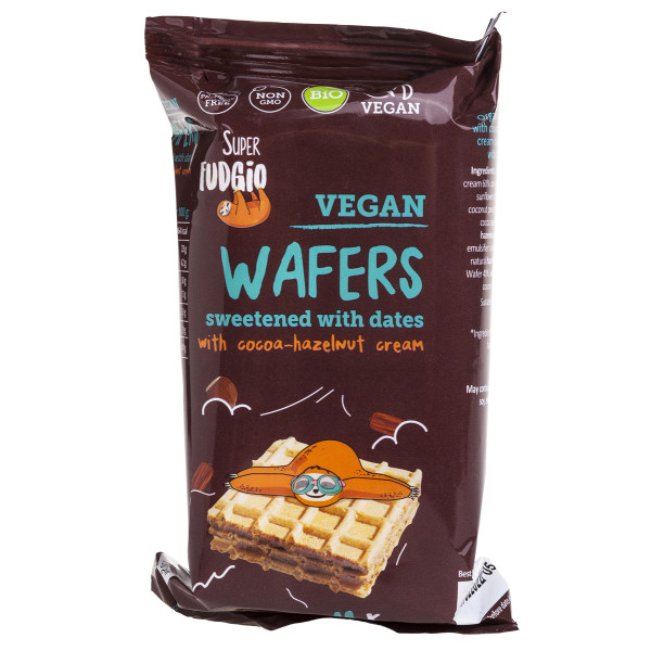 Napolitane cu cacao si alune de padure indulcite cu curmale bio 120g Super Fudgio