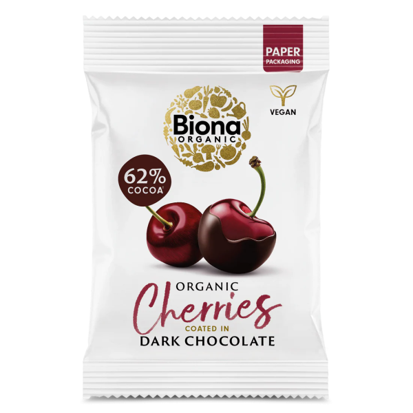 Visine invelite in ciocolata neagra bio 45g Biona