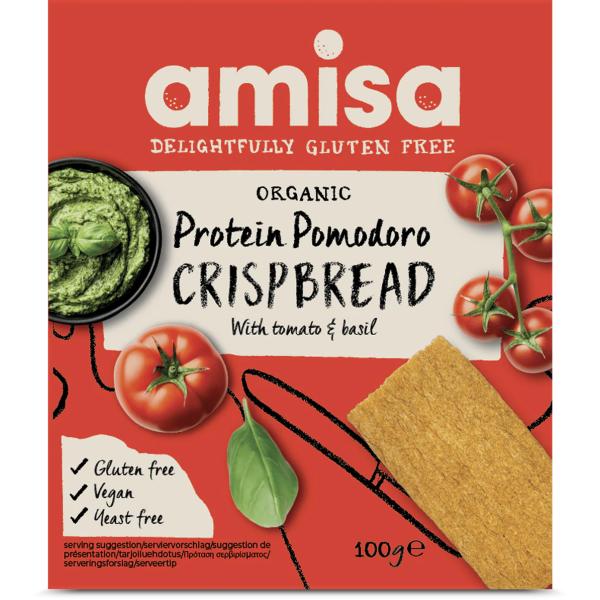 Crispbread cu rosii si busuioc bio 100g Amisa