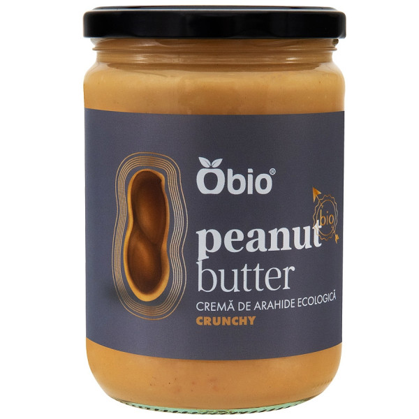 Crema de arahide crunchy bio 500g Obio