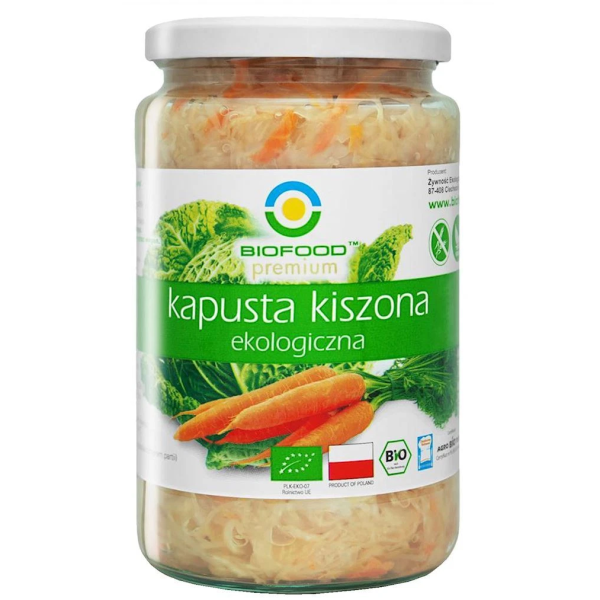 Varza lactofermentata cu morcovi bio 700g Biofood