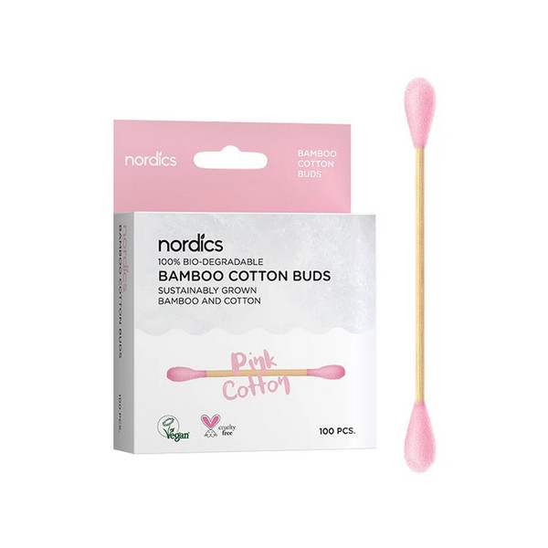 Betisoare din bumbac si bambus 100bucati - roz Nordics
