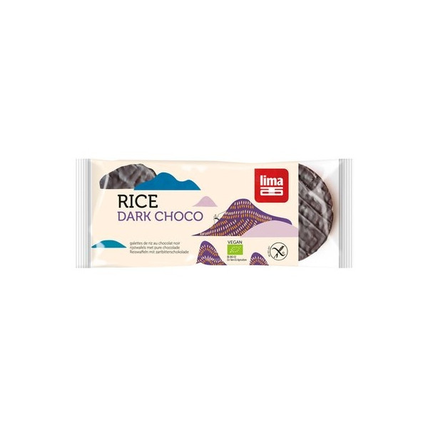 Rondele din orez expandat cu ciocolata neagra bio 100g Lima