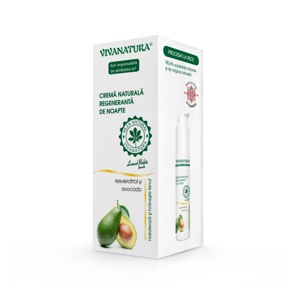 Cremă naturală regenerantă de noapte cu avocado și resveratrol 45 ml – Leonard Radutz Formula – VivaNatura