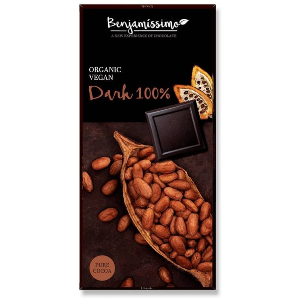 Ciocolata neagra 100%, bio, 70g, Benjamissimo